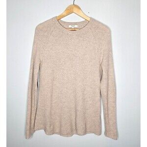 MADEWELL Women's 100% Merino Wool Sweater Medium Leather Elbow Patches Fisherman